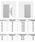 Product dimensions table for Premium 36X84 Inch 5 Panel Concealed Sliding Barn Door With Hassle Free Smooth Glide Track And Slam Free Soft Close Hardware Ready To Paint White Primed Solid Core.