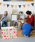 Genuine Rectangular Storage Basket For Zero Fuss Organization, Waterproof Fabric Bins With Fresh Print Vibes in a playroom with kids.