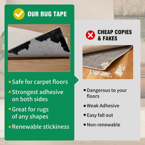 Comparison of Extra Thick Non Slip Rug Pads 16 Pcs With Reusable Double Sided Carpet Tape for Hardwood Floors with cheap copies