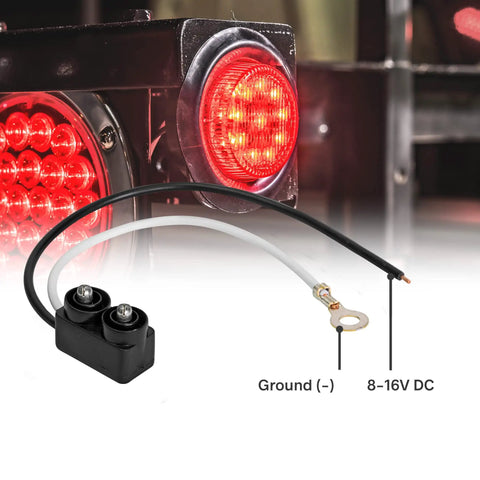 4 Pack 2 Inch Round LED Side Marker Light Kit With Amber And Red Lights, 12V, DOT Approved, Reflector Lens, wires shown