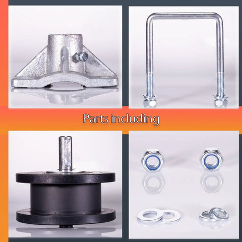 Heavy Duty Nylon Sliding Gate Rollers With 7 Inch Smooth Ride Wheels Designed For 4 Inch Square Posts And 2 Inch Cantilever Chain Link Fence Frames Zero Hassle Setup And Rock Solid Performance components including rollers, brackets, nuts, and bolts.
