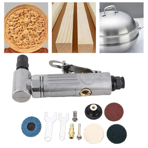 Hard As Nails Right Angle Air Die Grinder With 0.3 Hp Motor And Twenty Thousand Rpm Variable Speed Control For Seamless Metal Polish And Auto Body Grind Jobs with accessories