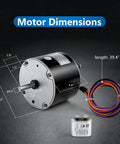Solid Condenser Fan Motor 1/6 Horsepower 208 To 230 Volt 1075 Rpm Smooth Runnin Compressor Replacement Built Tough dimensions with capacitor.