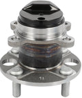 Heavy Duty Rear Wheel Bearing And Hub Assembly 4 Lug Direct Bolt On Replacement for Nissan Kicks or Versa, steel design.