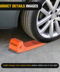 Heavy Duty Wrecker Tire Skids 4 Pack Low Friction Rolling Mats For Flatbed Recovery Gear under tire in bright orange color.