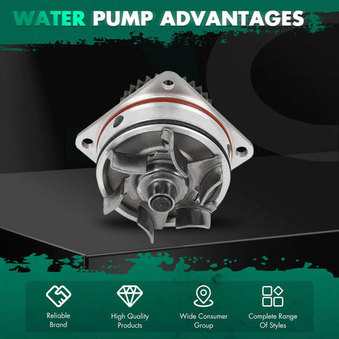 Heavy Duty Water Pump With Gasket Set For Nissan Xterra Engine Cooling Overhaul front view showcasing steel blades and gasket for effective coolant management.