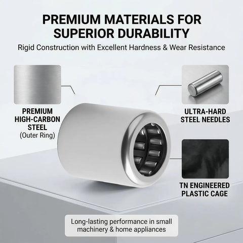 Rock Solid Needle Roller Bearings Rcb061014 2 Pack 3By5By7 Inch Drawn Cup Design Premium Hardened Steel materials showcased.