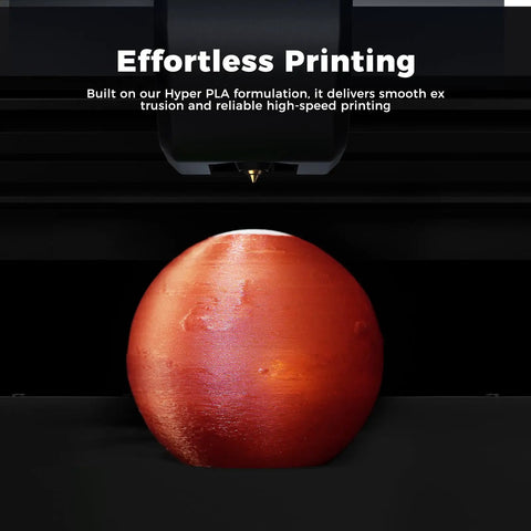 1.75Mm Sparkle PLA Filament With Shimmering Stardust Flakes For 3D Printers printing a smooth red spherical model.