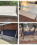 Beige 2/3 seater swing seat cover replacement made from 600D Oxford waterproof fabric for outdoor garden settings.