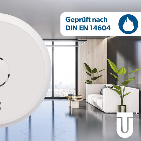 Smoke Detector With Magnetic Holder No Sweating Over Tools Super Strong 3M Adhesive Pads For Snappy Wall Mount in a modern living room.