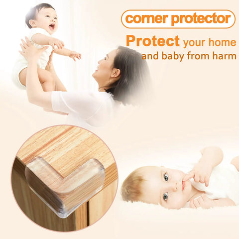 Baby Proofing Corner Guards Set, 16 Pack Clear Edge Bumpers For Tables And Furniture shown on table corner