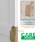Smooth Sliding Barn Door Hardware Kit 40X84 Inch Rustic Wood Panel Room Divider close-up showing water-proof surface and MDF detail.