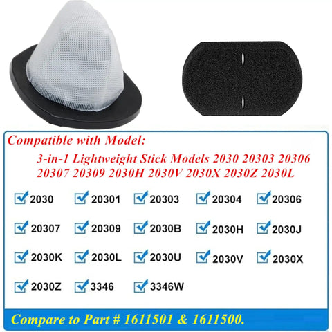 4 Pack Replacement Vacuum Filters For 2030 Series And 3346 Models, Compatible With 2030B J K L H V X Z U 3346W 20301 20303