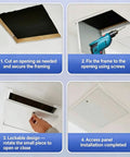 Aluminum Alloy Press To Open Drywall Access Panel Invisible Hidden Wall Cover For Swift Maintenance and Concealed Junction Boxes With Zero Tools Required No Sweat Operation Clean Style, installation steps.