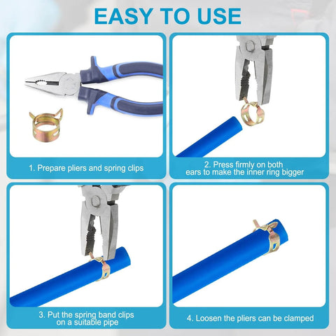 Installation guide for Spring Band Hose Clamps For 20 To 24 Millimeter Hose OD Pack Of 30 Vacuum Constant Tension Clips.