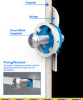 Illustration showing heavy duty drywall anchors pack of 4 with screws and 1 inch drill bit included for plaster walls up to 205 lbs 93 kg reusable wall anchors kit delivers ultra strong grip and even load distribution for shelves mirrors and decor in drywall with labeled parts.