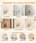 10 Pack Invisible Adhesive Wall Hooks With Chic Gold Shell Design waterproof hooks shown on various wall surfaces.