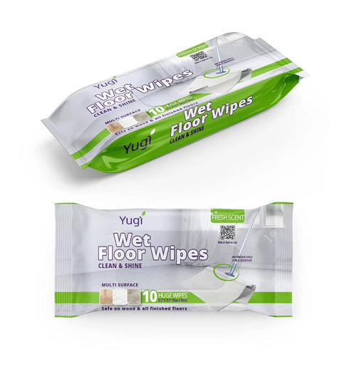 Package of Huge Wet Floor Wipes For Squeegee Stick Extra Thick Multi Surface Cleaning Wipes With Fresh Aroma 10 count