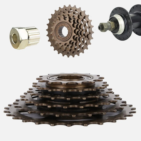 6 Speed Bike Freewheel Set 14T To 28T Threaded Type Mountain Bike Replacement Part Beefy High Strength Metal Cycling Accessory