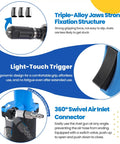 Professional Pneumatic Rivet Gun Equipped With Multi Size Nozzle Set Designed For Aluminum Steel And Stainless Steel Fabrication Tasks showcasing triple-alloy jaws and light-touch trigger.