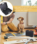 Grab And Go Heavy Duty Plastic Tool Box With Carry Handle Hella Sturdy PP Plastic Case For Cars Garage Or Gear Sorting Foldable Lightweight Yet Super Durable Travel Organizer Kit beside a dog on a home project.