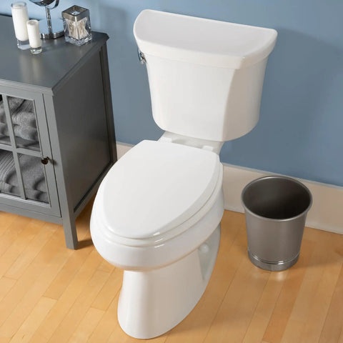 Soft Close Toilet Seat With Easy Clean Hinges And Quick Release For Deep Cleaning, Non Slip Premium Wood, Front To Back Adjustable, White Round, Made In USA, Easy Install on a toilet