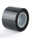 Heavy Duty Window Screen Repair Tape And Mesh Patch Kit 2 Inches By 16 Feet Long black roll showing fiberglass mesh texture.