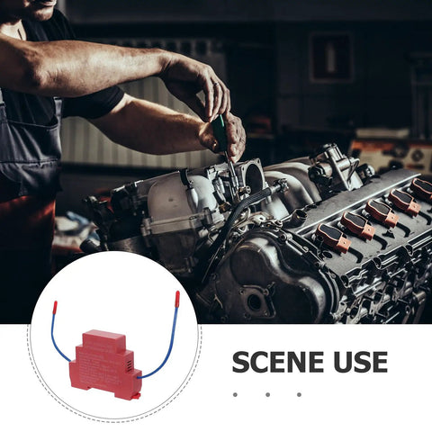 Badass Auto Activating Fire Extinguisher Patch With Weatherproof Heavy Duty Mini Aerosol Spray For Car Rig Office Space Or Engine Bay Top Notch Vehicle Safety Kit next to a mechanic working on an engine.