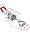 Heavy Duty Adjustable Toggle Latch Clamp With Lock Hole 300Kg 660Lbs Holding Capacity 7.5 Inch Silver measurements