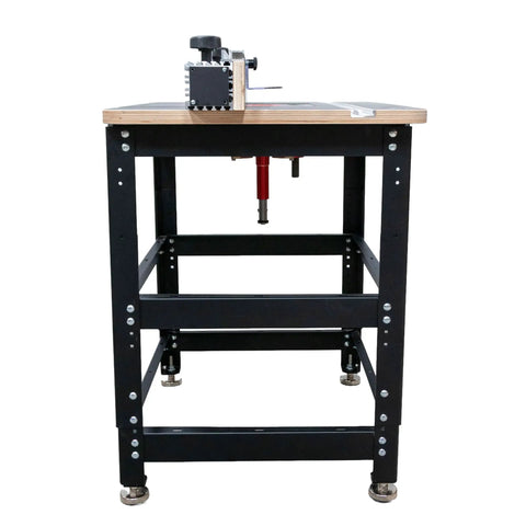 Rock Solid Birch Plywood Router Table Workhorse Featuring Precision Manual Lift Dial And Seamless Aluminum Fence Paired With Heavy Duty Steel Stand