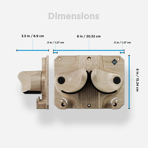 Dimensions of Ski And Snowboard Wall Mount Rack For Garage And Home Storage with solid wood hooks, showing length and width.