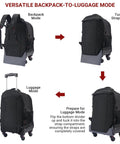 Amazon rolling backpack luggage, black water-resistant, airline-approved underseat carry-on with 4 wheels