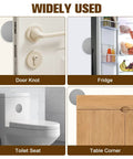 Gray Silicone Door Handle Buffer Guards 4 Pack self adhesive wall protectors on doors, fridge, toilet, and table corner.
