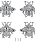 Bee Shape Brass Drawer Knobs Set Of 4 With Gold Finish For Cabinets And Furniture shown with screws for installation