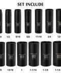 Pro Grade One Half Inch Drive Deep Impact Socket Set, 29-Piece CR-Mo Steel Kit With Metric And SAE Sizes shown in rows.