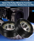 5Pcs Badass Nylon Roller Bearings For Pulley Track Guide 625Z Ball Bearing Kit 5X24X10mm black nylon flat pulley wheels on blue background.