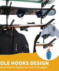 4 Board Snowboard Wall Rack Adjustable Storage for Ski Surfboard Wakeboard Wall Mount Display hangs boards, jackets and ski goggles.