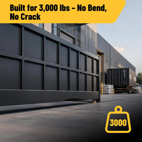 2 Pack Built Tough 4 Inch V Groove Sliding Gate Rollers With Welded Brackets And Dual Sealed Bearings Crushing A Solid 3000 Pound Load For Corrosion Resistant Yard Glide on a sliding gate.