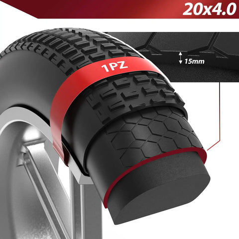 Close-up of puncture proof tire insert for 20x4.0 bike tires, showing no flat liner design that stops thorns and goatheads.