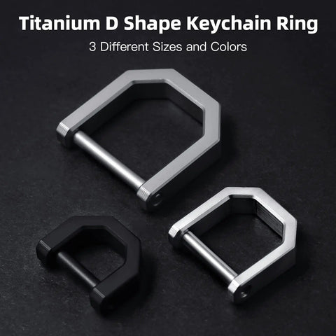 Rock Solid Titanium D Ring Keyholder With Hella Secure Crossbar Mount For Thick Car Ignition Fobs Pocket Knives And Daily EDC Essentials Featuring Smooth Sandblasted Finish in three sizes.