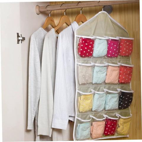 Hella Game Changing Hanging Closet Organizer Featuring Sixteen Roomy Pockets And Ultra Thick Fabric For Neatly Storing Clothes