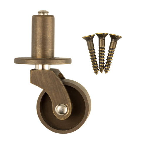 Dead Nuts Reliable Antique Brass Furniture Casters With Slick Gliding Wheels For Dressers Couches And Tables with screws for easy installation.