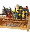 Eco Friendly Bamboo Screwdriver Organizer And Tool Storage Rack For Workbench And Desktop, Heavy Duty Hand Tool Holder