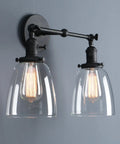 Two Light Swing Direction Wall Sconce With Switch And 5.6 Inch Bell Glass Shade Vintage Industrial Double Head Wall Light