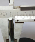 Caliper measuring the stem diameter of Two Inch Stem Caster Wheels Set Of Five With Eight Millimeter Or Five Sixteenth Inch Stem Diameter.