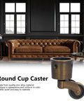 Bulletproof Round Cup Casters Swivel Wheels Dead Smooth Glide Heavy Duty Zinc Alloy Furniture Base vintage bronze round cup caster