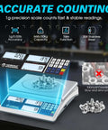 Pro Grade Industrial Counting Scale For Small Parts With 30 Kg And 66 Lb Capacity, 1G Precision, Switchable Units, triple screen display