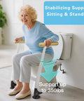 Adjustable Height Toilet Safety Rails With Wood Finishes Big Time 350 Lb Support For Seniors And Mobility Needs, senior using toilet assist rail.