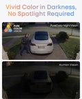 Comparison of PureColor Night Vision and Human Vision using a wired security camera with 360 degree pan and tilt.