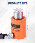 Top Shelf 20 Ton Hydraulic Cylinder Jack For Beefy Industrial Lifting And Pushing Orange Steel Body Smooth Stroke Action Unstoppable Shop Muscle Your New Go To Rig showing dimensions and product size.